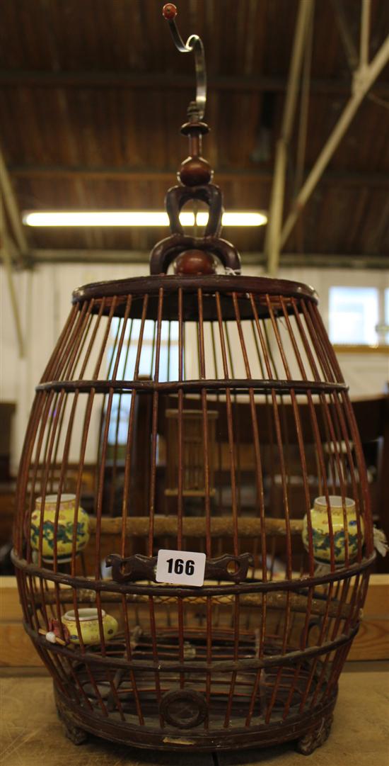 Chinese lacquered bamboo bird cage